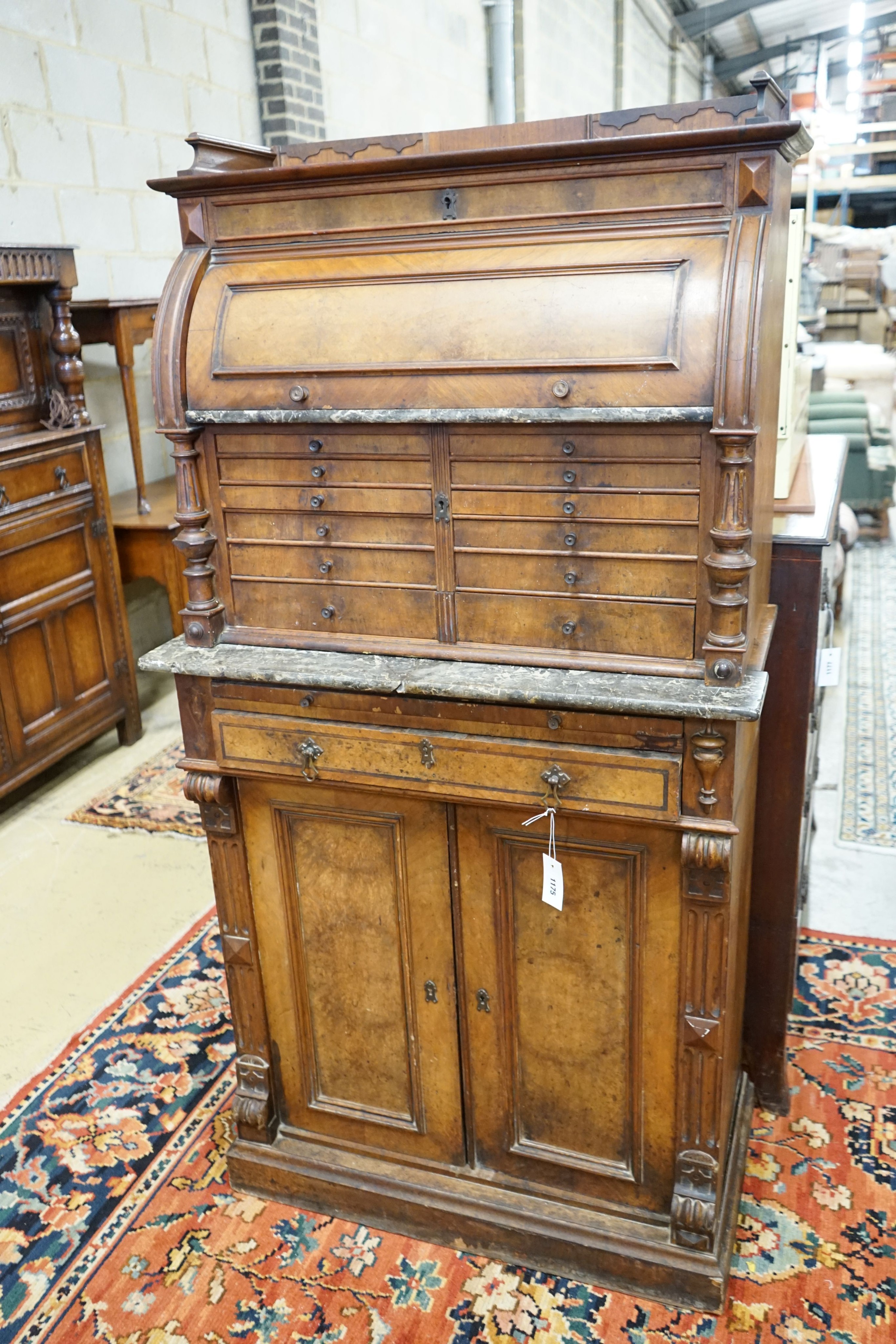 A 19th century dentist's cabinet, width 84cm, depth 44cm, height 164cm